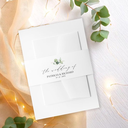 エレガント緑のユーカリ結婚プス 招待状ベリーバンド