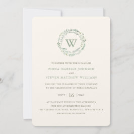 エレガント緑のリース水の色結婚の 招待状