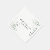 エレガント緑の名前と日パーソナライズされた付 スタンダードカクテルナプキン (角)