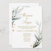 エレガント緑の招待状スペインの 招待状 (正面/裏面)