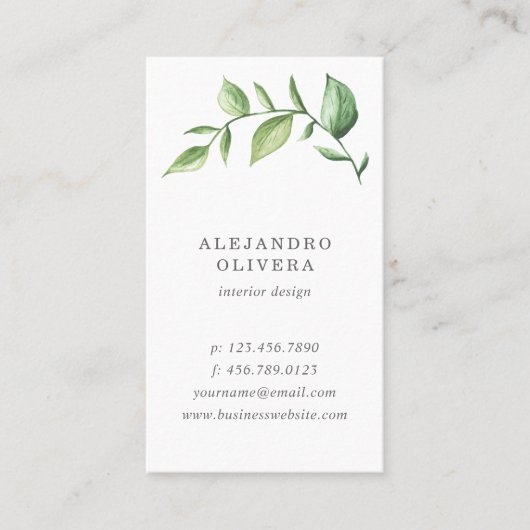 エレガント緑の水の色の素朴緑 名刺 (正面)