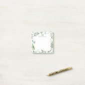 エレガント緑の水の色葉のパーソナライズされた ポストイット (デスク上)