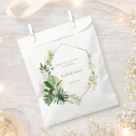 エレガント緑の熱帯葉金ゴールド幾何学模様 フェイバーバッグ