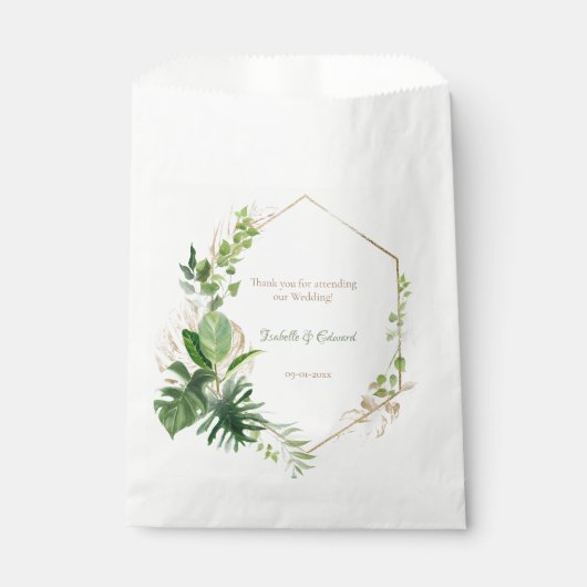 エレガント緑の熱帯葉金ゴールド幾何学模様 フェイバーバッグ (正面)