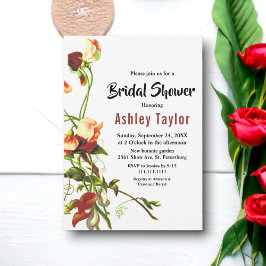 エレガント緑の素朴バラフローラブライダルシャワー 招待状