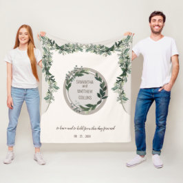 エレガント緑の結婚お祝いメモリのスロー フリースブランケット