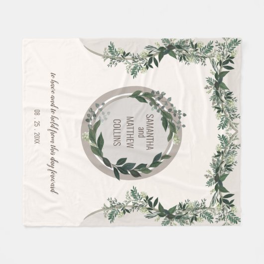 エレガント緑の結婚お祝いメモリのスロー フリースブランケット (正面(横))