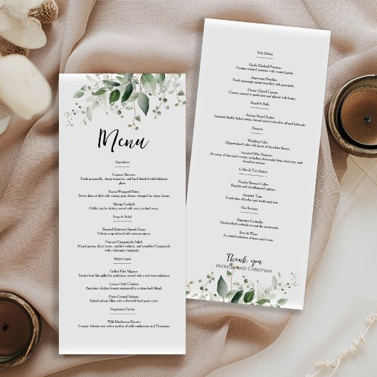 エレガント緑の結婚両面メニュー メニュー