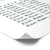 エレガント緑の結婚座席表 ポスター (角)