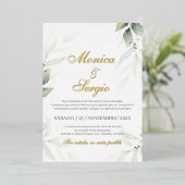 エレガント緑の結婚式招待状スペインの 箔招待状 (立ち正面)