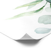 エレガント緑の結婚葉の歓迎 ポスター (角)