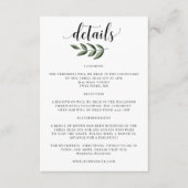 エレガント緑の結婚詳細招待状挿入 エンクロージャーカード (正面)