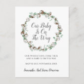 エレガント緑の芽の水色フローラ妊娠 案内ポストカード (正面)