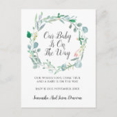 エレガント緑の芽の水色フローラ妊娠 案内ポストカード (正面)