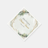 エレガント緑の葉フェイク金ゴールドブライダルシャワー スタンダードカクテルナプキン (角)