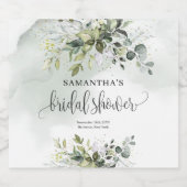 エレガント緑の葉フェイク金ゴールドブライダルシャワー リキュールボトルラベル (シングルラベル)