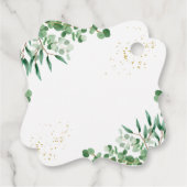 エレガント緑の葉フローラサンキューメッセージカード フェイバータグ (裏面)