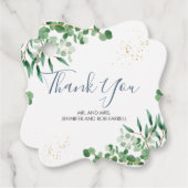 エレガント緑の葉フローラサンキューメッセージカード フェイバータグ (正面)
