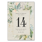 エレガント緑の金ゴールド結婚のテーブル番号 テーブルナンバー (正面)