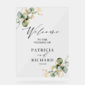 エレガント緑の金ゴールド結婚の歓迎サイン アクリルサイン (正面)