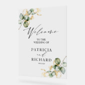 エレガント緑の金ゴールド結婚の歓迎サイン アクリルサイン (傾斜)
