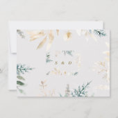 エレガント緑の金ゴールド葉の結婚書道 セーブザデート (裏面)