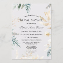 エレガント緑の金ゴールド葉ブライダルシャワー