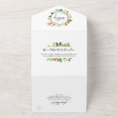 エレガント緑の黄色結婚と穴あきRSVP オールインワン招待状 (外側)