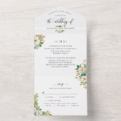 エレガント緑の黄色結婚と穴あきRSVP オールインワン招待状 (内側)