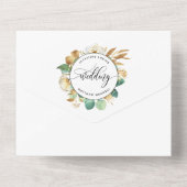 エレガント緑の黄色結婚と穴あきRSVP オールインワン招待状 (裏面)