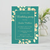 エレガント緑の黄葉金の誕生日の招待 招待状 (スタンド正面)