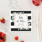 エレガント緑の黒と白結婚の スタンダードカクテルナプキン (インサイチュ)