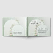 エレガント緑アーチ春赤面結婚フローラ ゲストブック (全面)