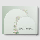エレガント緑アーチ春赤面結婚フローラ ゲストブック (裏面)