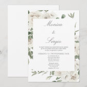 エレガント緑スペインの結婚花 招待状 (正面/裏面)