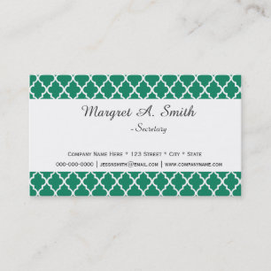 エレガント緑モダンのquatrefoilプロフェッショナル 名刺