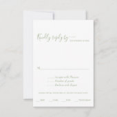 エレガント緑文字書結婚跡 出欠カード (正面)