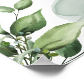 エレガント緑葉結婚式招待状 ポスター (角)