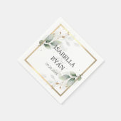 エレガント緑葉金ゴールド結婚ズ スタンダードカクテルナプキン (角)