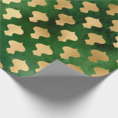 エレガント緑金ゴールドクリスマスオーナメントパターン ラッピングペーパー (角)