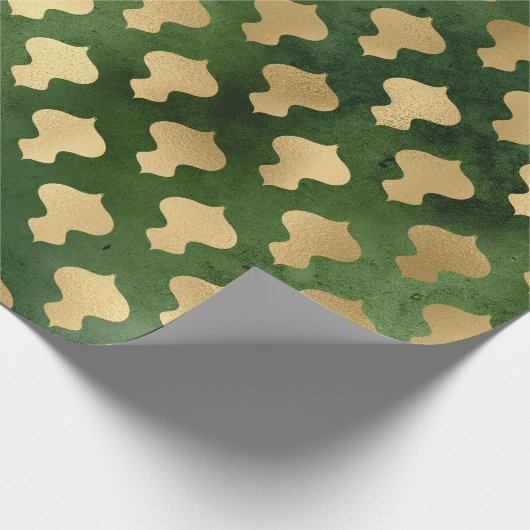 エレガント緑金ゴールドクリスマスオーナメントパターン ラッピングペーパー (角)