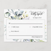 エレガント緑離れQRコード差出人住所RSVP ポストカード (正面)