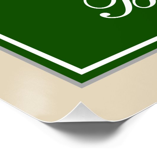 エレガント緑、フェイク金ゴールド13番目の誕生日+名前 ポスター (コーナー)