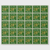 エレガント緑、フェイク金ゴールド28番目の誕生日+名前 ラッピングペーパー (フラット)