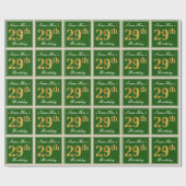 エレガント緑、フェイク金ゴールド29番目の誕生日+名前 ラッピングペーパー (フラット)