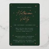 エレガント緑+金ゴールド散乱星ハローウィンパーティ 箔招待状 (正面)