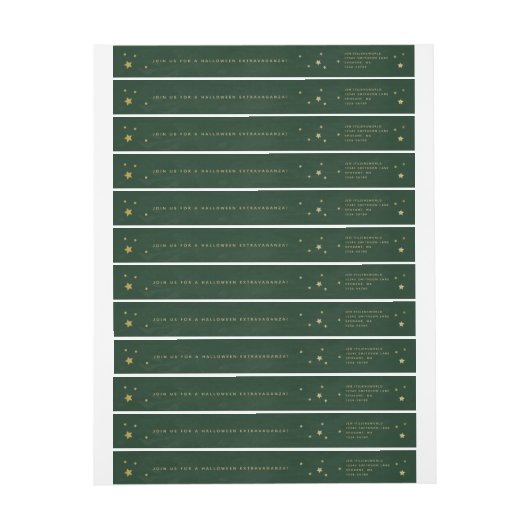 エレガント緑+金ゴールド星周回住所 シール ラップアラウンドラベル (シート)