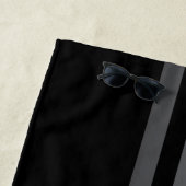 エレガント線モダンモノグラムの黒 ビーチタオル (インサイチュ)