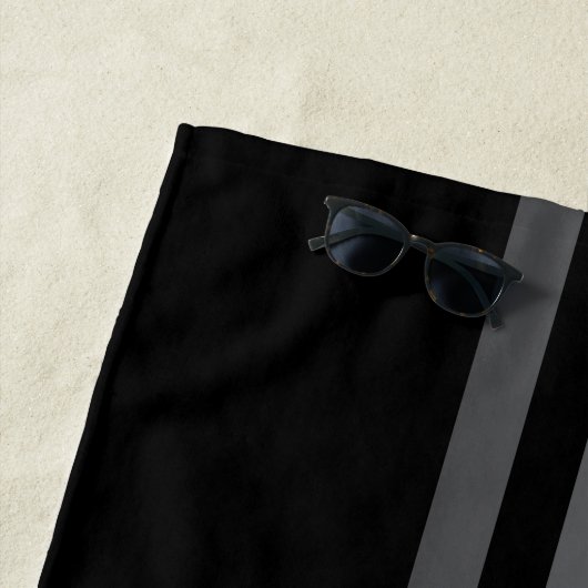 エレガント線モダンモノグラムの黒 ビーチタオル (インサイチュ)