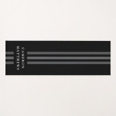 エレガント線モダンモノグラムの黒 ヨガマット (正面(横))